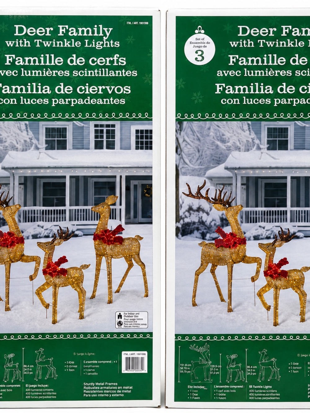 Deer Family with Twinkle Lights - Gold Holiday Outdoor Decor